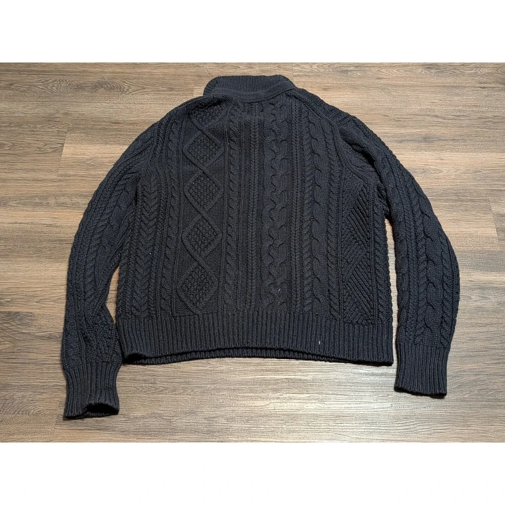 Polo Ralph Lauren Navy Cable Knit Cotton Cashmere Mock Neck Sweater Mens Large